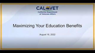 CalTAP | Maximizing Your Education Benefits | 8-16-2022