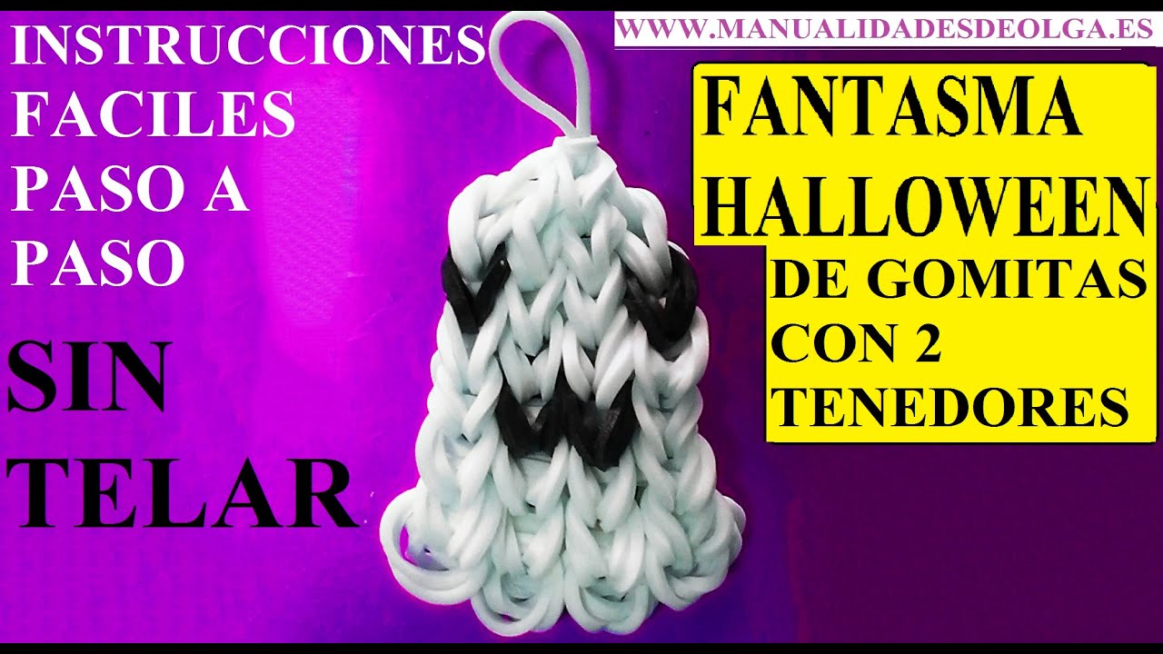 COMO HACER UN FANTASMA DE HALLOWEEN DE GOMITAS SIN TELAR, CON TENEDORES, SIN RAINBOW LOOM
