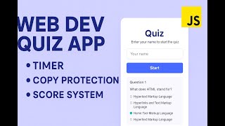 Web Dev Quiz App | HTML, CSS, JavaScript Project with Timer, Copy Protection & Score System
