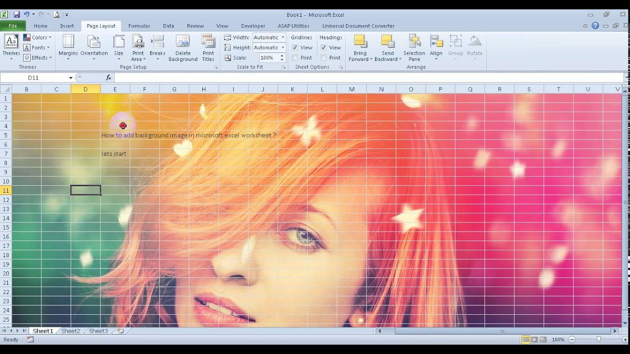 Excel Tips 01 How to add background image in Microsoft