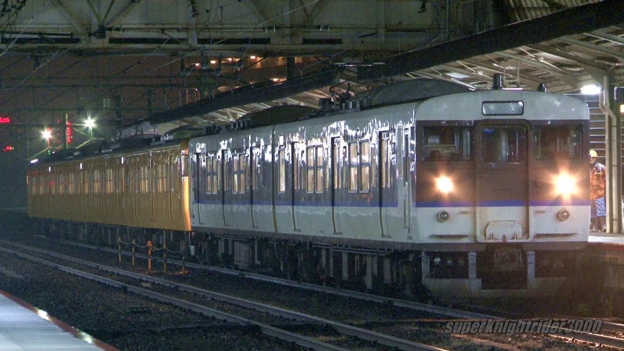 JR西日本 115系6連(広島色T-12+濃黄色C-36編成) 岩国駅を出発 2013.2