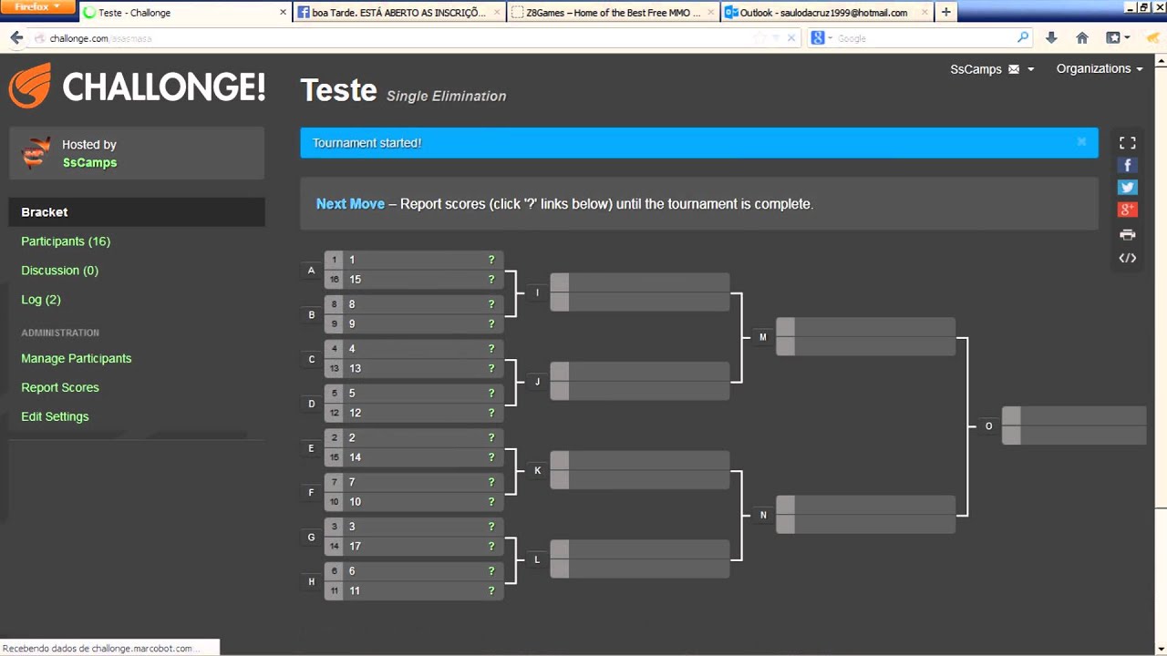 Challonge - Chaves do Torneio - Eliminação simples & dupla, Todos