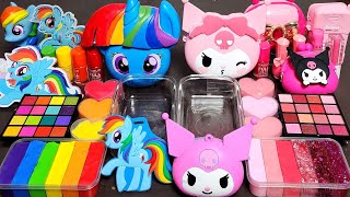 ASMR Rainbow Pony vs Pink Kuromi Slime Mixing Random Into Slime!#asmr #Slime#satisfying