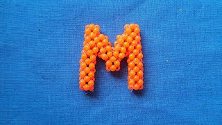 How to make Alphabet Letter 'M' Keychain | DIY Keychain | Beaded Letter making | Pearl Beaded Craft