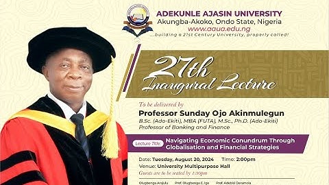 AAUA 27th Inaugural Lecture