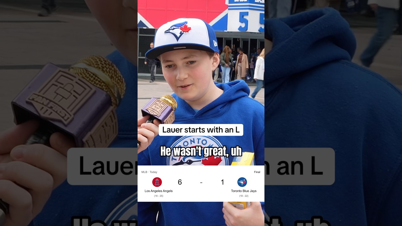 Lauer gets roughed up again. Are you done with him like this young fan is? #bluejays #angels #mlb