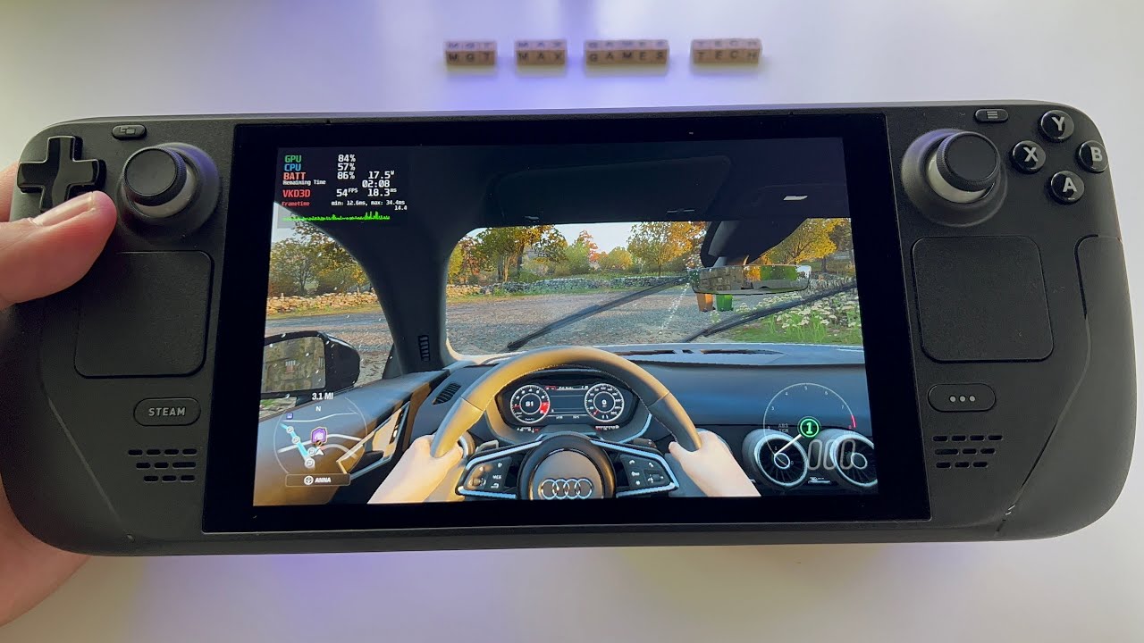 Forza Horizon 4 - Steam Deck handheld gameplay (testing 60FPS settings)