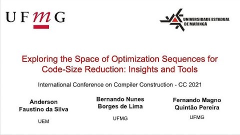 Presentation of "Exploring the Space of Optimization Sequences for Code-Size Reduction", CC
