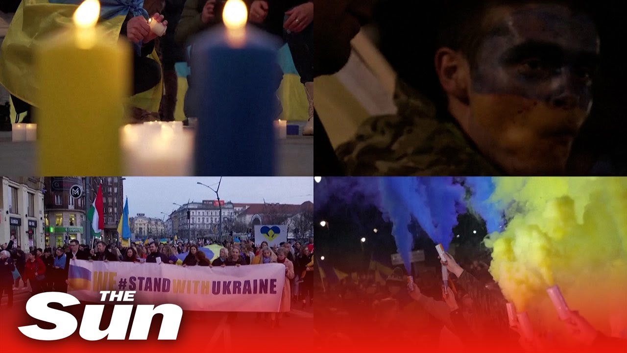 Crowds around the world rally to mark anniversary of Russia’s invasion of Ukraine