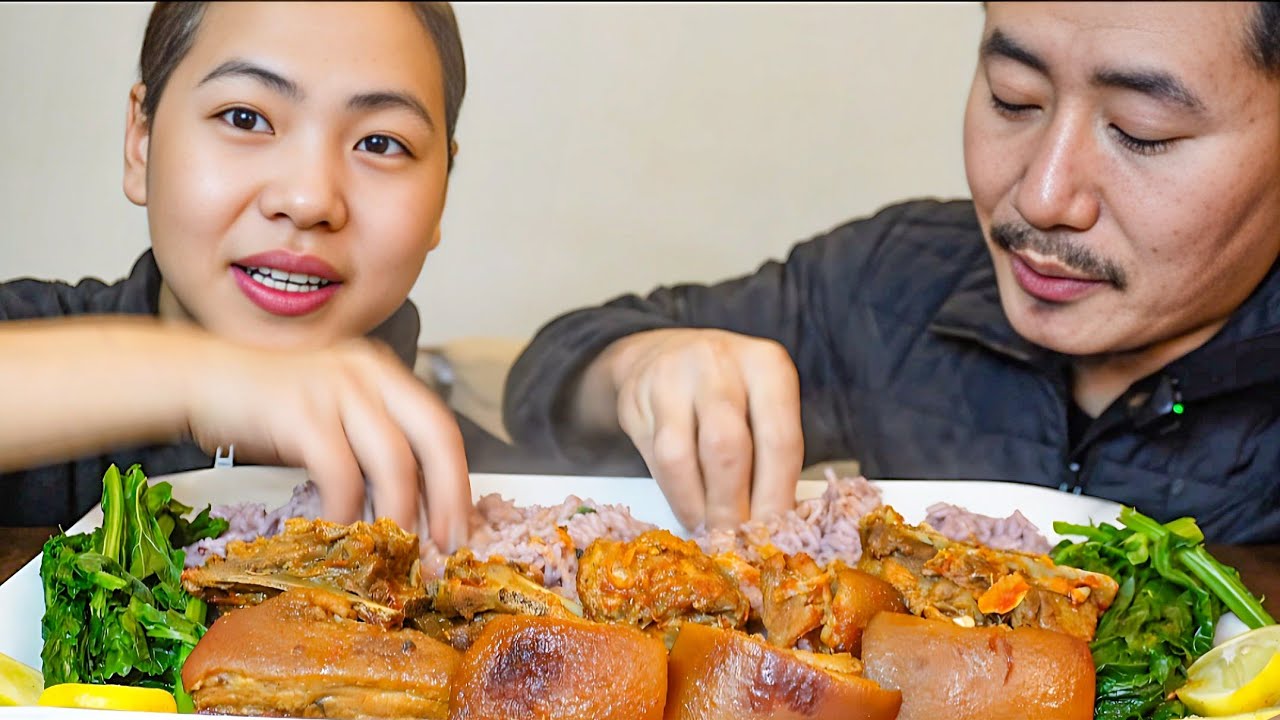 Pork curry all the way from Nagaland |Pork Mukbang |Naga couple Mukbang| 