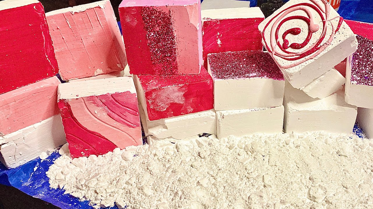 20+ Pink Painted Soft Chalkness & Crunchy CAP Gym Chalk ASMR Sounds