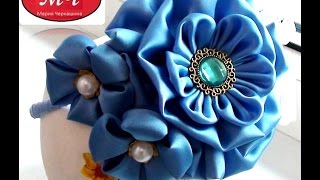 МК Ободок с цветами из атласной ткани. Канзаши. Цветы из лент. DIY Ribbon flowers