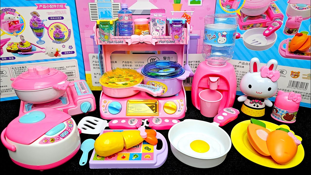 8 Minutes Satisfying with Unboxing Pink Rabbit Kitchen 2 Sets Toys ASMR ...