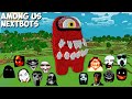 SURVIVAL GIANT AMONG US JEFF THE KILLER and SCARY NEXTBOTS in Minecraft - Gameplay - Coffin Meme