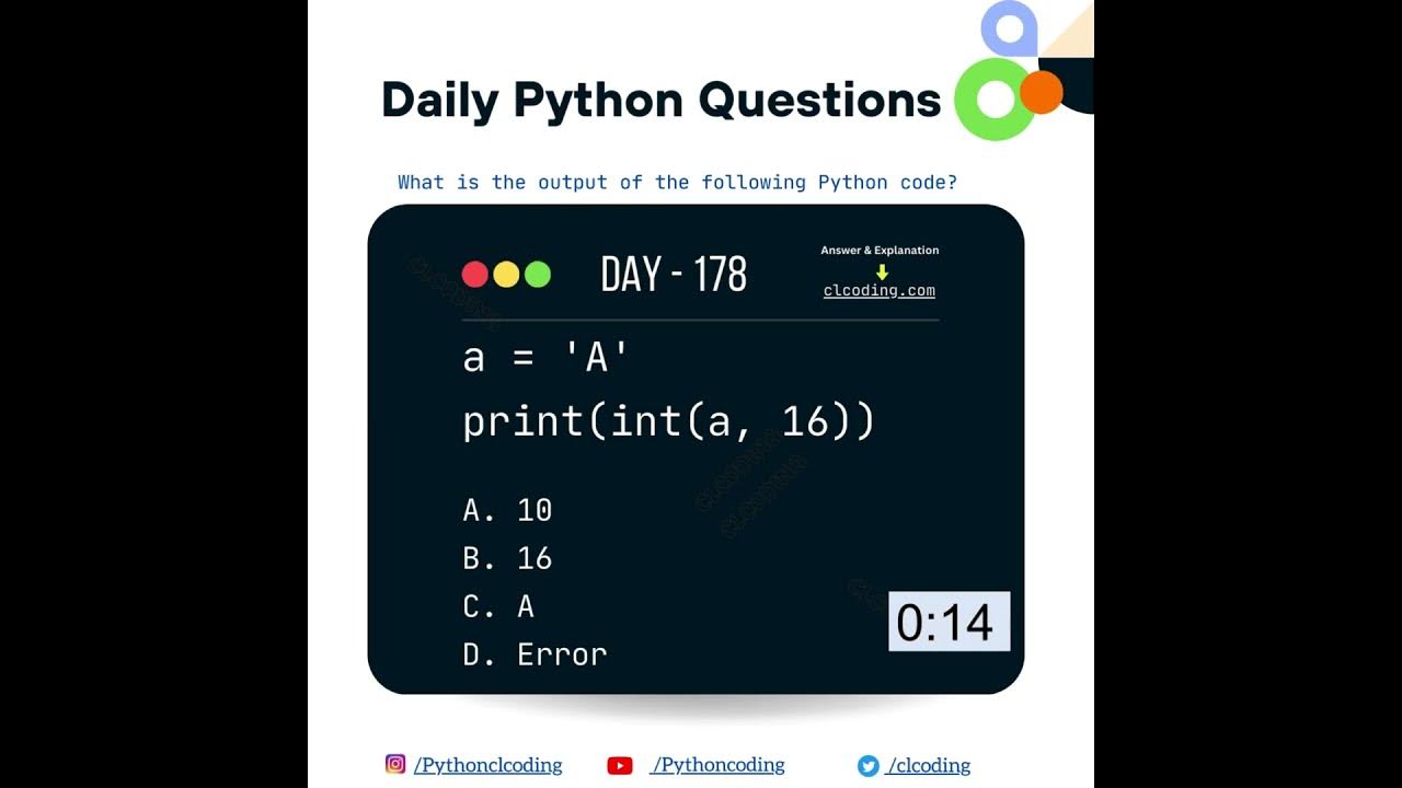 Python Coding challenge - Day 178 | What is the output of the following ...