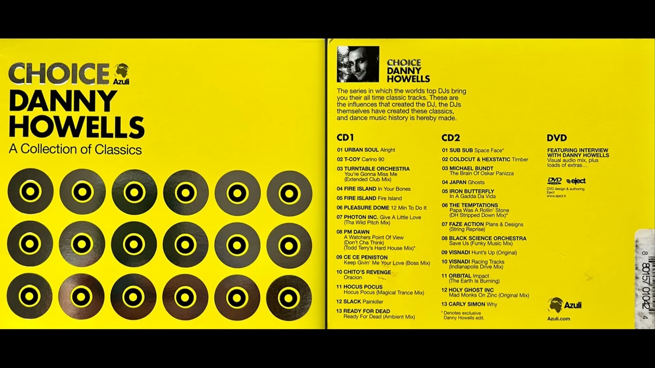Danny Howells – Choice 4×12インチ Orbital 他 Danny Howells - Choice, a Collection of Classics (Disc 1) (Classic
