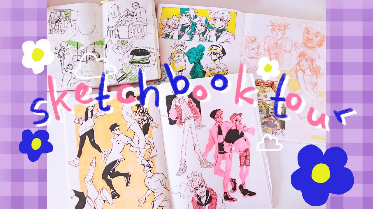 Sketchbook Tour 🌼 Flip through ASMR 🌼 Sketches in the past - YouTube