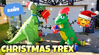 Christmas TREX Inflatable Blow UPS!  Walmart and Amazon Christmas Dinosaur Decorations 2021