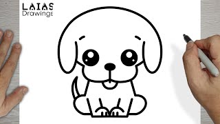 How to Draw a Cute Puppy Dog, Easy Drawings