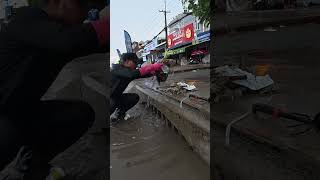 Unclogged Culvert Drain to prevent flooding  #uncloggingdrains #shorts