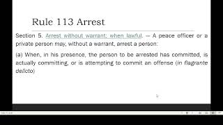 Rule 113 Arrest  (Part 1)