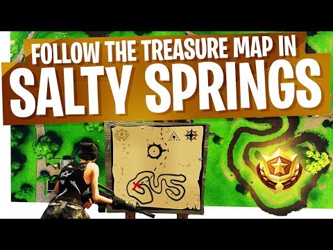Follow the Treasure Map found in Salty Springs EASY & FAST - Season 4 Week 3 Fortnite Treasure Map