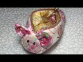 丸いマチ付けを簡単にした、うさぎのミニポーチ🐰A rabbit mini pouch that makes it easy to attach a round gusset. 🐰