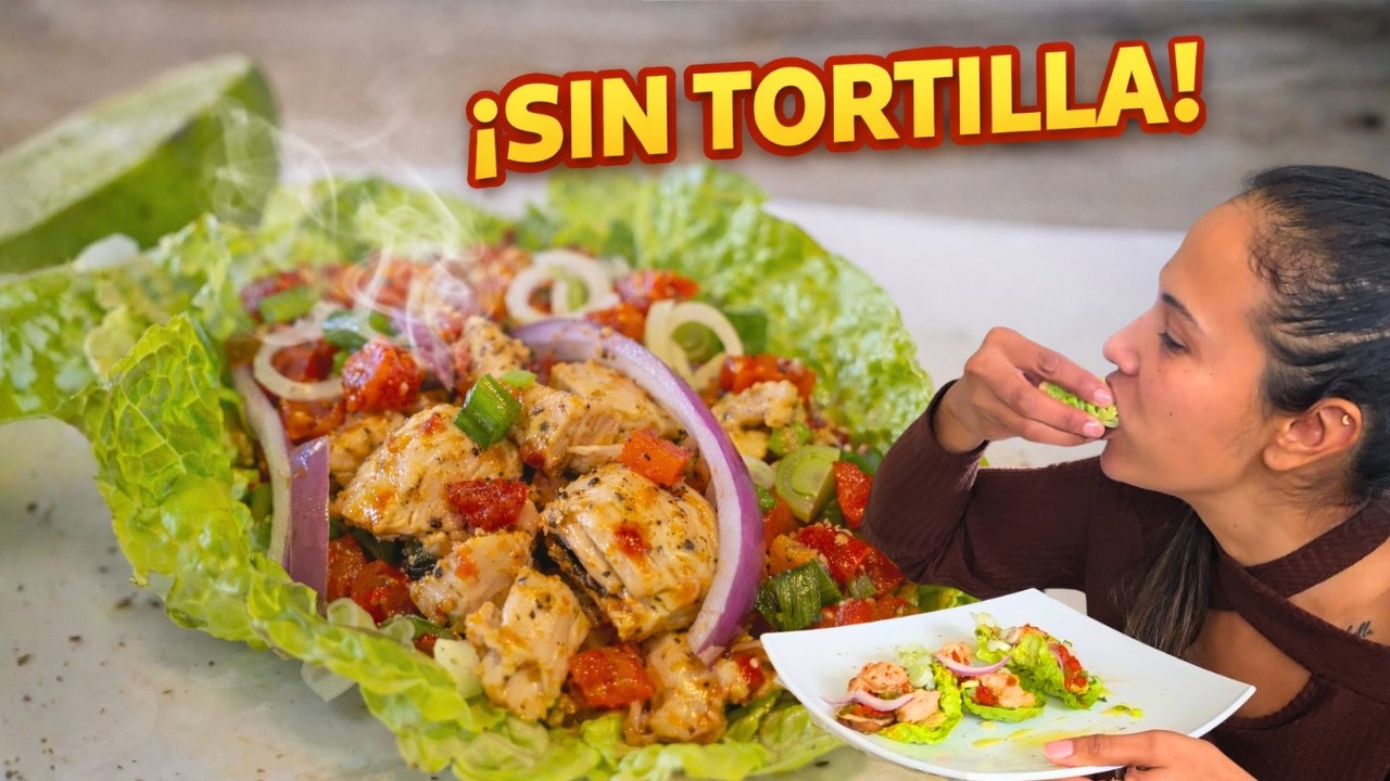 ¿Mueres por unos tacos pero sin tortilla? 🌮 Tacos de lechuga con pollo saludables