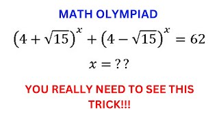 A very nice olympiad question | How to solve (4 + \sqrt{5})^x + (4  \sqrt{5})^× | Algebra |