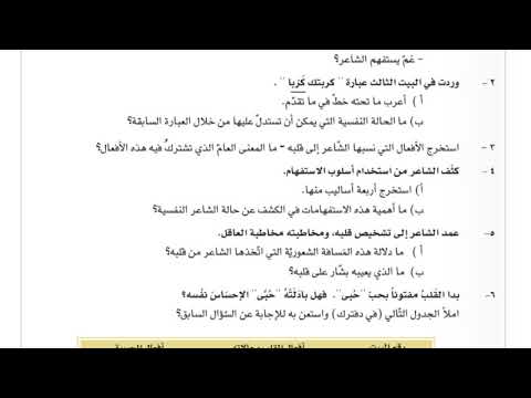 عدمتك يا قلب بشار بن برد التدريبات الحادي عشر  2022