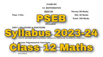 PSEB MATHS SYLLABUS 2023-24 | CLASS 12 | DELETED TOPICS | SCHOLAR TUTORIAL