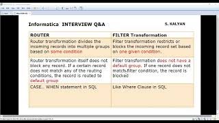 Informatica Powercenter, Interview Q & A ,Router  Vs Filter Transformation