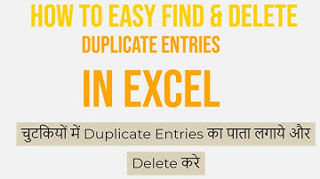 #ExcelVBA How To Easily Find and Delete Duplicate Data Entries In Excel with BVA HINDI