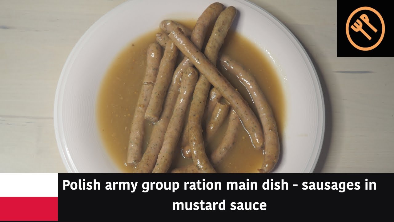 Polish army group ration main dish - sausages in mustard sauce - YouTube