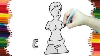 Dibujos de Palabras que empiezan por la E - ESTATUA - Dibubaron Speed Drawing