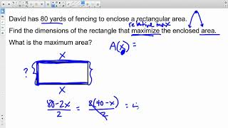 Maximizing a Quadratic Function: Area Example Update