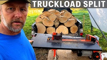 Truckload of Firewood SPLIT & STACKED in 10 Mins with 7-Ton Electric Splitter!