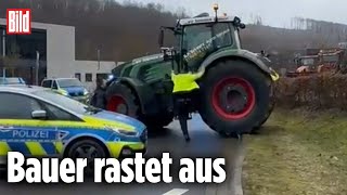 Traktor durchbricht Polizei-Sperre image