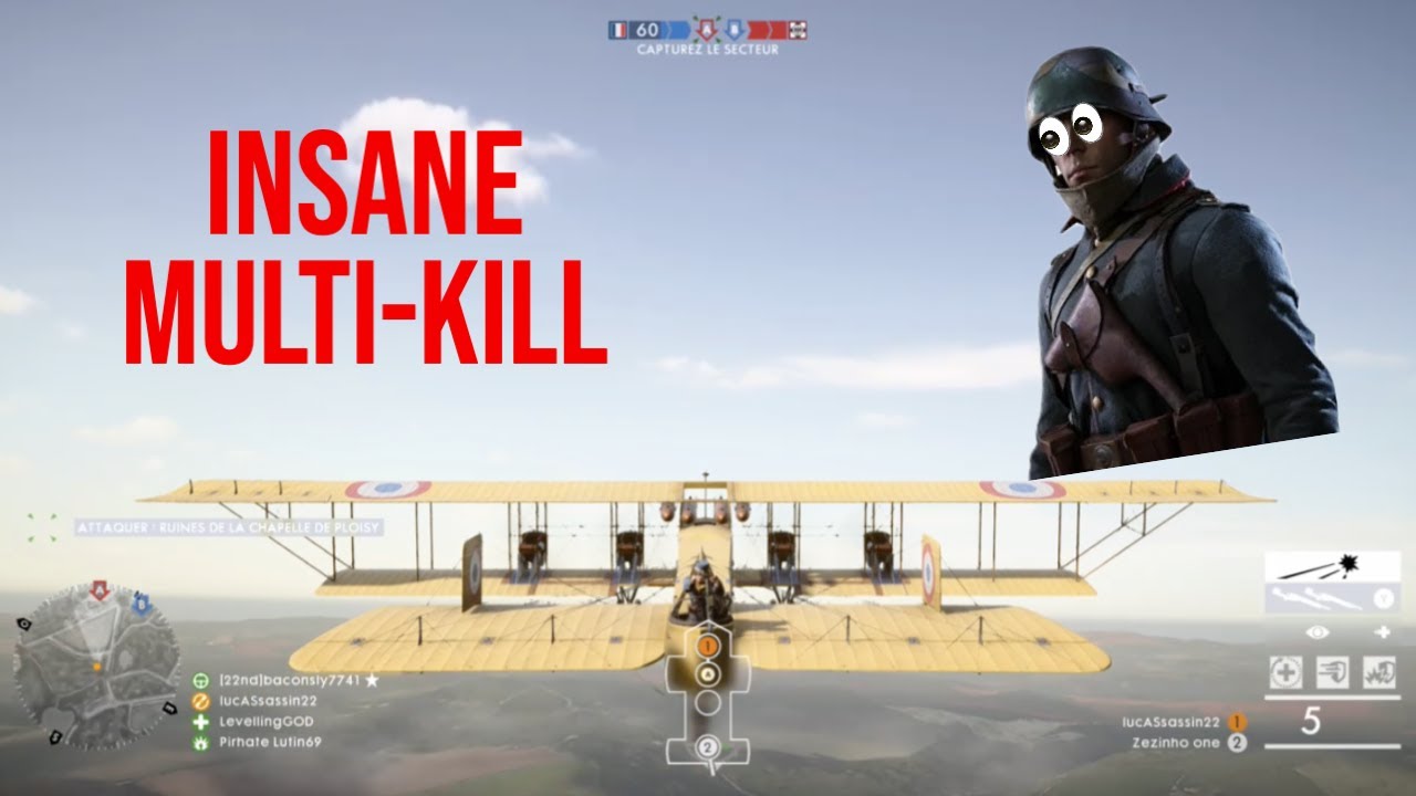 Battlefield 1 insane Heavy Bomber multi kill