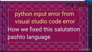 Python input error from visual studio code How to fixed this solution