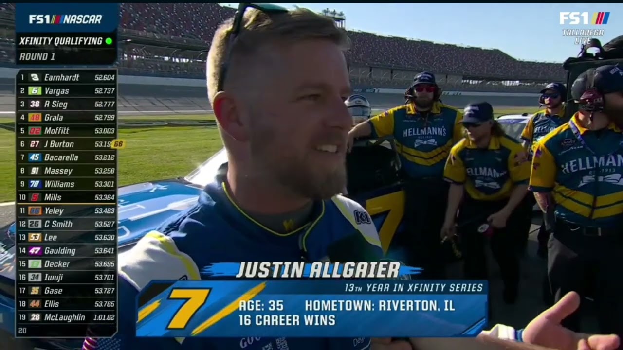 JUSTIN ALLGAIER INTERVIEW - 2022 AG-PRO 300 QUALIFYING NASCAR XFINITY SERIES AT TALLADEGA