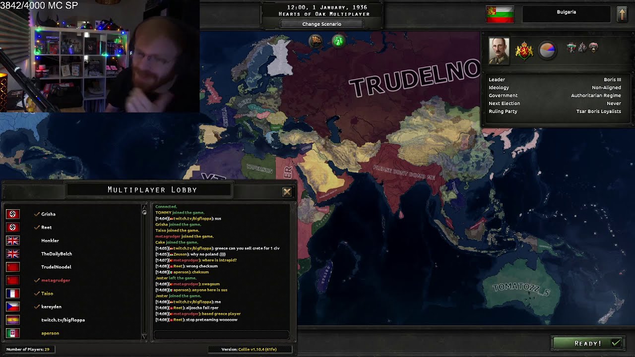 TommyKay Plays Bulgaria in HOI4 Multiplayer (Competitive) w/Dankus, Grisha on Germany