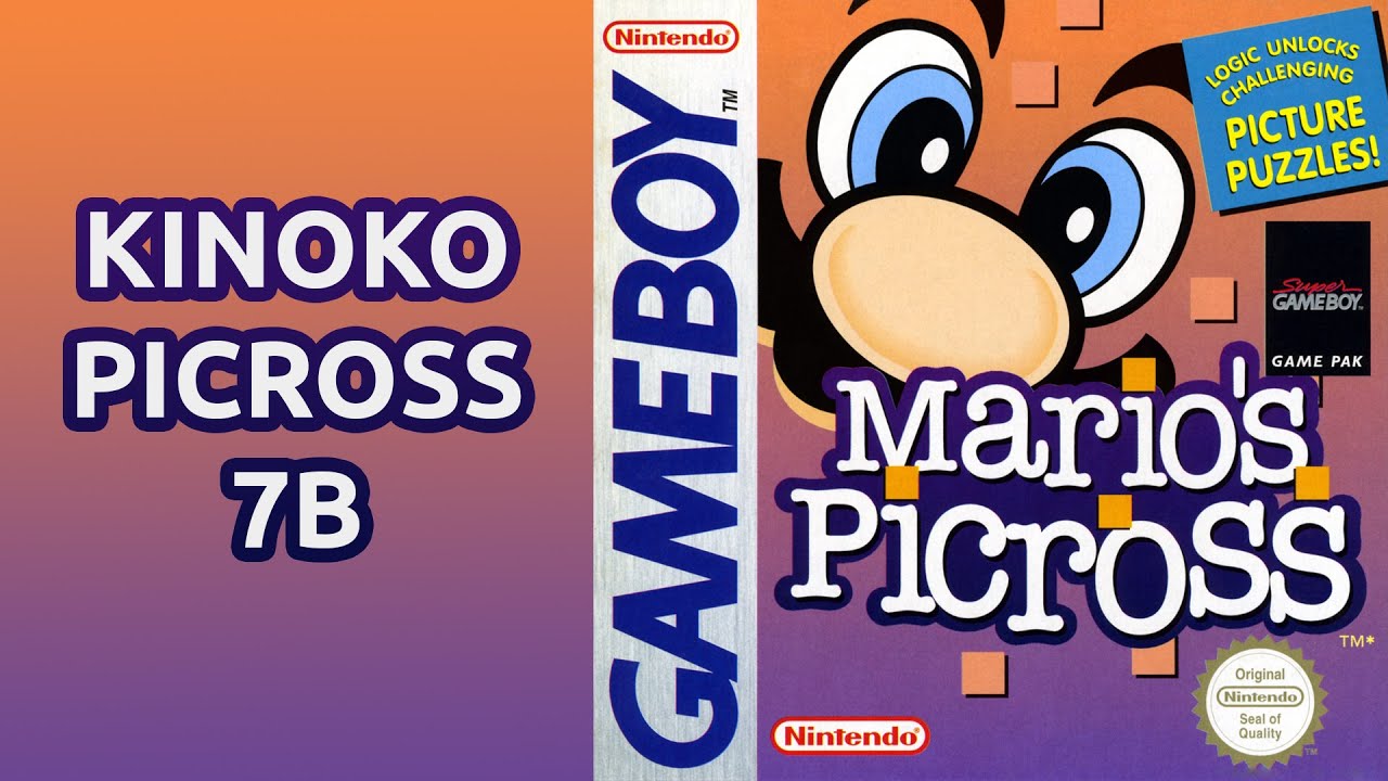 Mario's Picross - Kinoko Picross 7B (Game Boy)(4K, 60FPS)