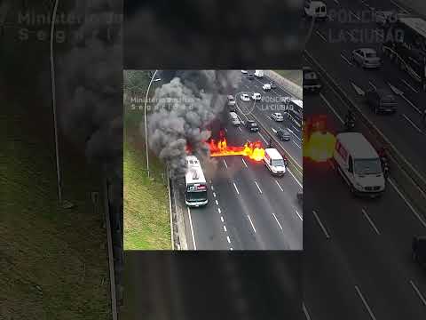 Large bus catches fire on road due to electrical malfunction #Shorts