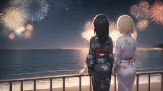 桔梗、宵、赤の散り菊