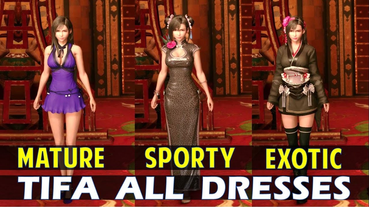 Mature Sporty And Exotic Dress Tifa All Outfit Comparison Final 