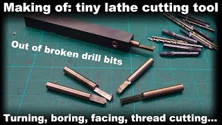 Making of: Small precize lathe tool out of broken drill bits [M4 internal thread cutting]