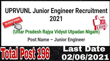 UPRVUNL Junior Engineer Recruitment 2021 Apply Now
