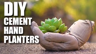 How to make DIY Cement Hand Planters