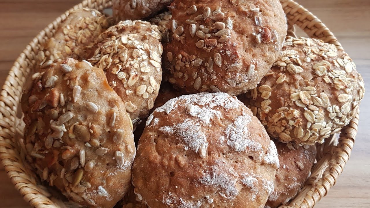 Beste hausgemachte vollkornbrötchen selber backen خبيزات من القمح الكامل صحي whol-grain bread rolls